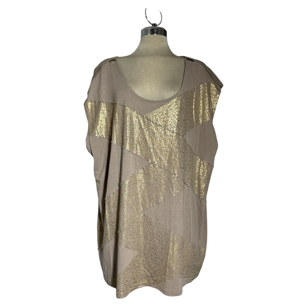 MXM Gold and Tan Sliveless Blouse Size 4X